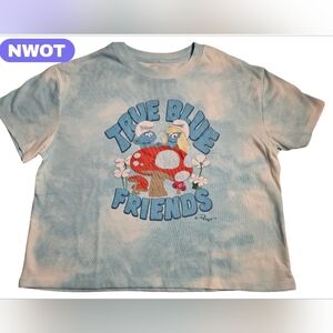 The Smurfs Movie True Blue Friends, Smurfette and No Name T-Shirt NWOT
